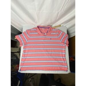 IZOD Advantage Performance Golf Polo Shirt Mens 5XL Pink Striped‎ Stretch